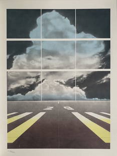 Peter Klasen - Piste d'envol, 1978: Peter Klasen - Piste d'envol, 1978Color lithograph on Arches paper, not signed, numbered /991. Publisher: Fédération Nationale des Travaux Publics, Paris, 1978. Very good condition, 40 x 31