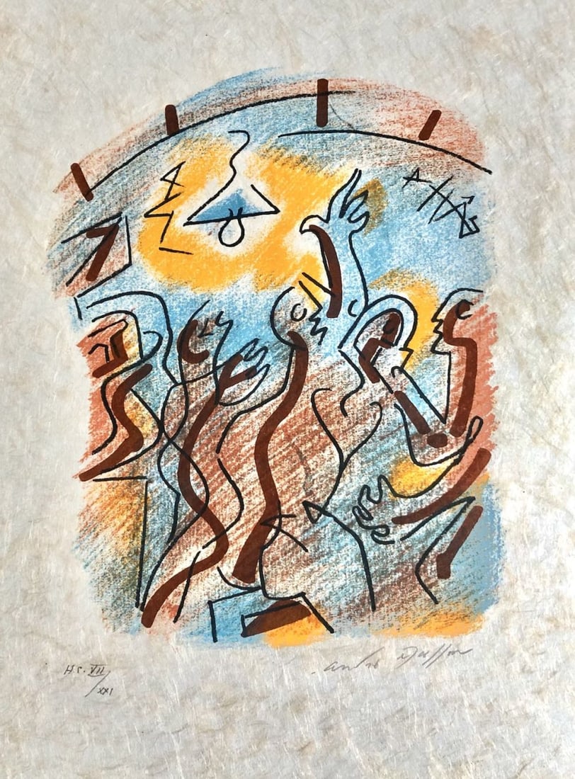 André Masson - Une étoile de craie, 1973: André Masson - Une étoile de craie, 1973Original lithograph on Japon paper, signed in pencil and numbered H.C. VII/XXI. Published by Au Pont des Arts, Galerie Lucie Weill, Paris, 1973. Ref.: Saphire