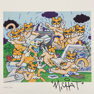 M. Chat - M.Chat et ses maîtres, 2021: M. Chat - M.Chat et ses maîtres, 2021Pigment print on rag paper, hand signed and numbered /200. Very good condition, 25 x 25 cm.Tirage pigmentaire sur papier chiffon, signé à la main et numéroté