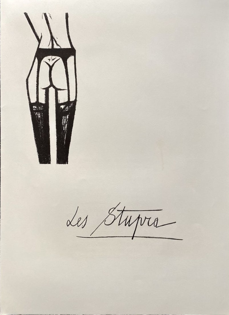 Bernard Buffet - Les Stupra, 1970: Bernard Buffet - Les Stupra, 1970Original lithograph on Arches paper, not signed, not numbered. Extracted from the portfolio "Jeux de Dames" numbered 109/250. Ref.: Sorlier, n°201-220. Publisher: And