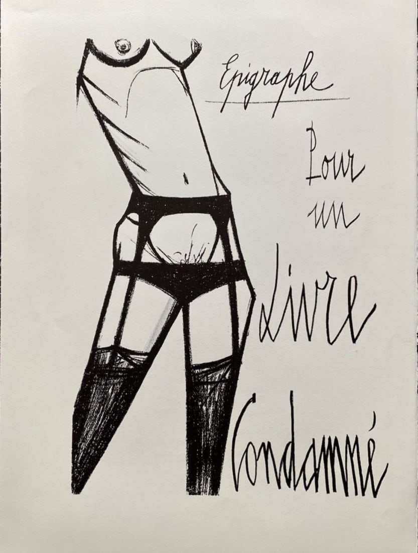 Bernard Buffet - Épigraphe pour un livre condamné, 1970: Bernard Buffet - Épigraphe pour un livre condamné, 1970Original lithograph on Arches paper, not signed, not numbered. Extracted from the portfolio "Jeux de Dames" numbered 109/250. Ref.: Sorlier, n�