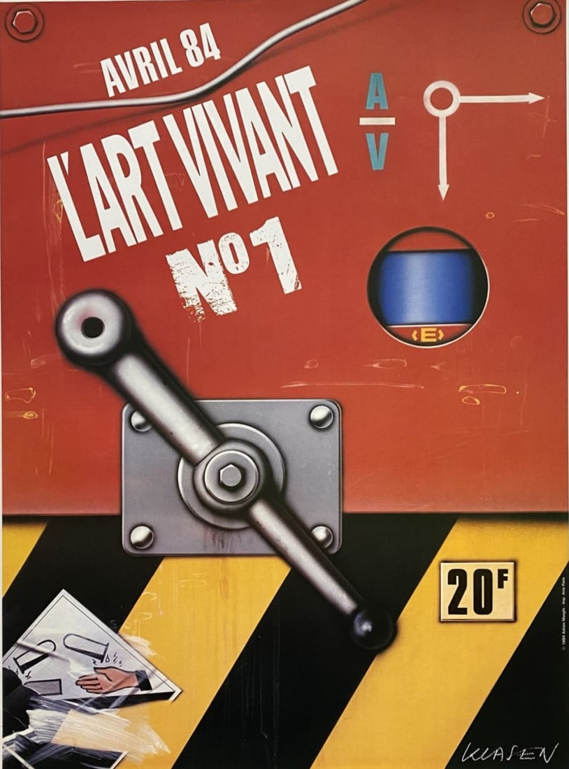 Peter Klasen - Art Vivant N°1, 1984: Peter Klasen - Art Vivant N°1, 1984Lithographic poster on paper, plate signed. Good condition, 72 x 52 cm. Affiche lithographique sur papier, signée dans la planche. Bon état, 72 x 52 cm.