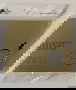 James Bond 2020 UK £5 Brilliant Uncirculated Coin: James Bond 2020 UK £5 Brilliant Uncirculated CoinFeatures Bond in a classic dinner suit accompanied by those famous words "shaken not stirred", created by designers Matt Dent and Christian