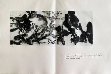 Zao Wou-Ki - L'évidence de la nuit I, 1991: Zao Wou-Ki - L'évidence de la nuit I, 1991Original etching and aquatint on Alcantara rag paper, not signed, numbered 19/70. Publisher: Jacques Quentin, Geneva, 1991. Ref.: Agerup 349. Buckled paper,