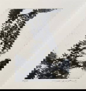 Zao Wou-Ki - Le prophète, 1992: Zao Wou-Ki - Le prophète, 1992Original etching and aquatint on wove paper, signed in pencil and numbered 114/125. Publisher: Marwan Hoss, Paris, 1992. Ref.: Agerup 356. Good condition, 24 x 22 cm.Eau