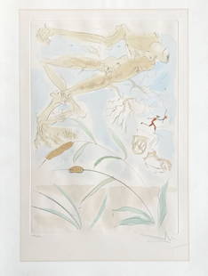 Salvador Dalí - Le Chêne et le Roseau, 1974: Salvador Dalí - Le Chêne et le Roseau, 1974Original drypoint & pochoir on paper, signed in pencil & numbered 198/250. Extracted from the portfolio "Le Bestiaire de La Fontaine dalinisé". Publisher: