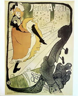 Henri de Toulouse-Lautrec (after) - Jane Avril, 1970: Henri de Toulouse-Lautrec (after) - Jane Avril, 1970Poster on paper, published by KunstKreis, Luzern, 1970. Good condition, 43 x 35.5 cm.Affiche sur papier, éditée par KunstKreis, Luzern, 1970. Bon