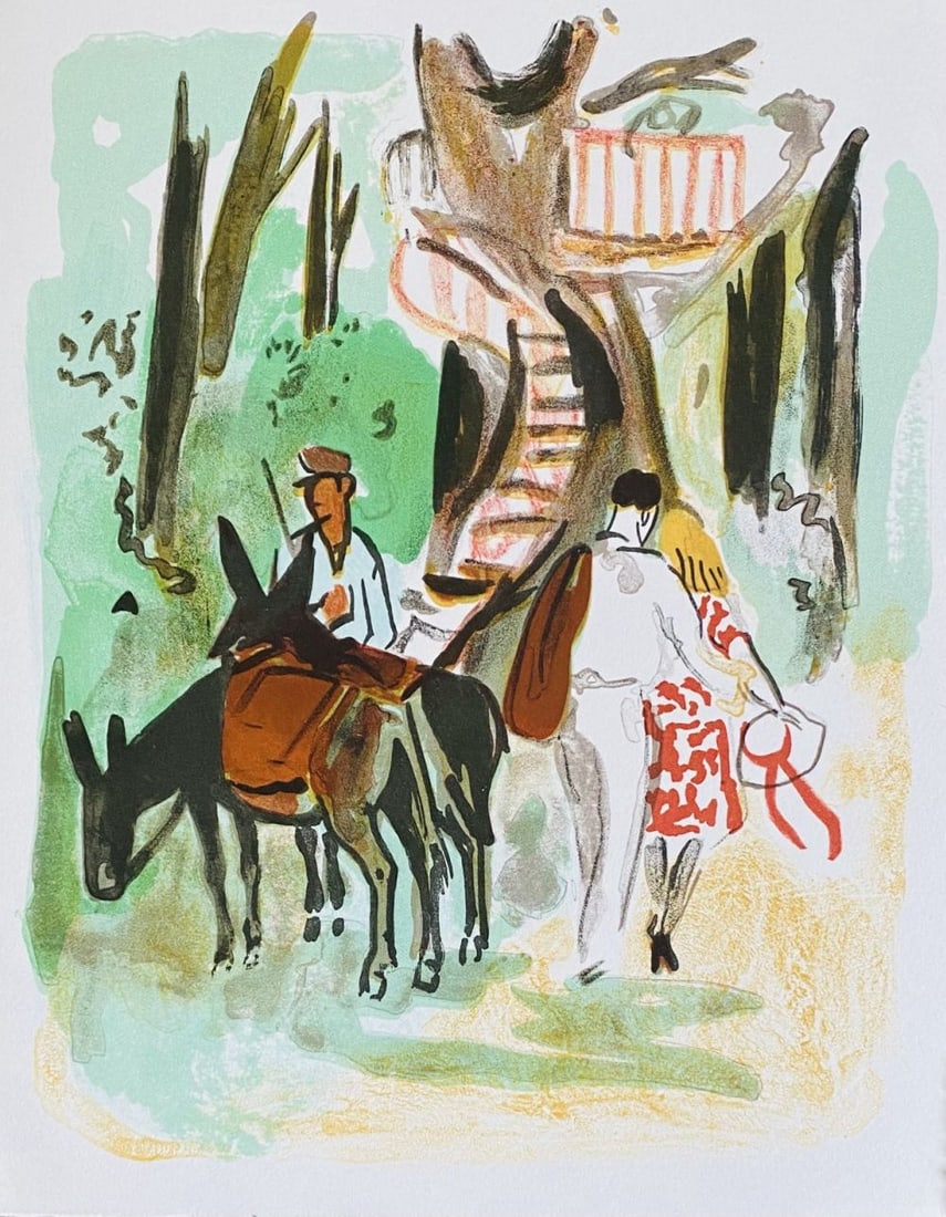 Yves Brayer - Mémoires d'un naïf : Promenade, 1967: Yves Brayer - Mémoires d'un naïf : Promenade, 1967Original lithograph on Rives paper, not signed, not numbered. Limited edition of 385. Published by Editions du Mailh, Pujols, Lot-et-Garonne, 1967.