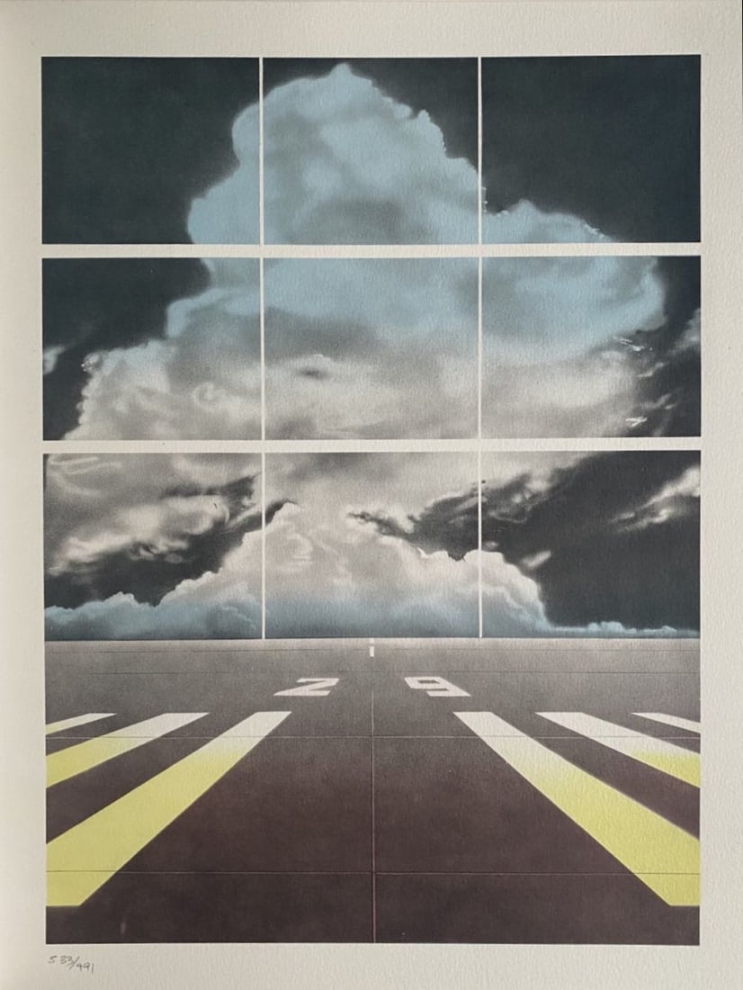 Peter Klasen - Piste d'envol, 1978: Peter Klasen - Piste d'envol, 1978Color lithograph on Arches paper, not signed, numbered /991. Publisher: Fédération Nationale des Travaux Publics, Paris, 1978. Very good condition, 40 x 31 cm.Litho