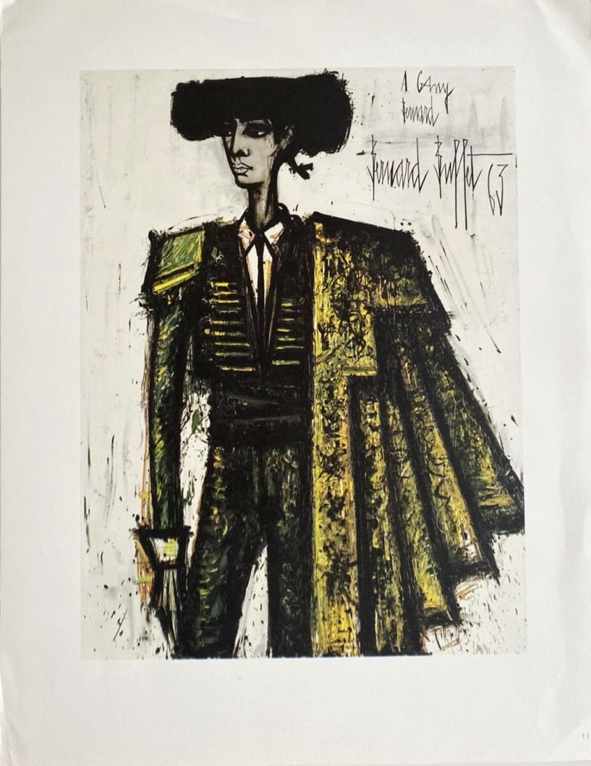 Bernard Buffet (after) - Torero, 1966: Bernard Buffet (after) - Torero, 1966Offset lithograph on paper, plate signed, not numbered. Published by Fernand Hazan, Paris, 1966. Printed by Lecot. Some wear signs on margins, 35 x 27.5 cm.Lithogr