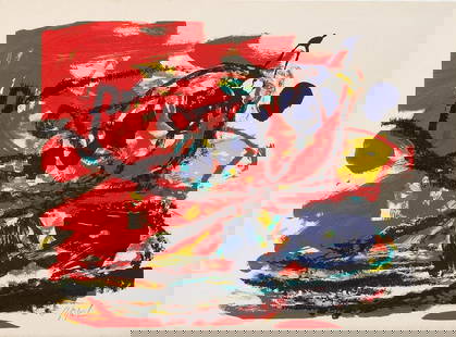 Karel Appel - Musiques barbares, 1963: Karel Appel - Musiques barbares, 1963Lithograph on Arches paper, signed in plate, not numbered. Good condition, 28 x 38.5 cm.Lithographie sur papier Arches, signée dans la planche, non numérotée. B