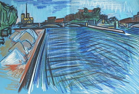 Isis Kischka - Pont des Arts, Paris, 1964: Isis Kischka - Pont des Arts, Paris, 1964Original lithograph on Lana wove paper, not signed, not numbered. Extracted from portfolio numbered 122/260. Published by Pierre de Tartas, 1964. Very good