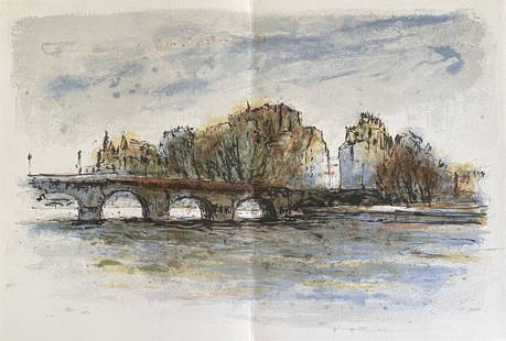 Théophile Alexandre Steinlen- Le Pont-Neuf, Paris, 1964: Théophile Alexandre Steinlen- Le Pont-Neuf, Paris, 1964Original lithograph on Lana wove paper, not signed, not numbered. Extracted from portfolio numbered 122/260. Published by Pierre de Tartas,