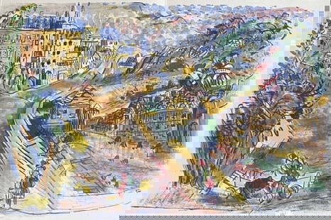 Michel Kikoïne - La ville (Paris), 1964: Michel Kikoïne - La ville (Paris), 1964Original lithograph on Lana wove paper, not signed, not numbered. Extracted from portfolio numbered 122/260. Published by Pierre de Tartas, 1964. Very good