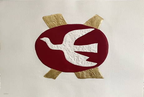 Georges Braque (after) - Icarios, 1971: Georges Braque (after) - Icarios, 1971Embossed engraving embellished with gold leaf on Arches paper, not signed, numbered 208/225. This composition was molded in relief by Heger de Lowenfeld after