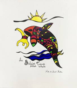 Niki de Saint Phalle (after) - La baleine tueuse (Killer Wale), 1995: Niki de Saint Phalle (after) - La baleine tueuse (Killer Wale), 1995Offset print on paper, plate signed, not numbered. Pigmented paperotherwise good condition, 50.5 x 46 cm.Impression offset sur