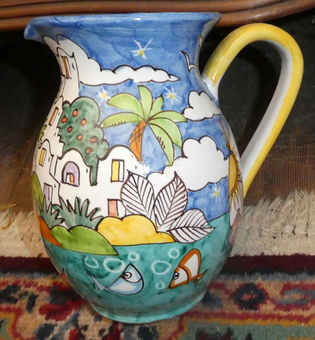 L'archetto Italy Vietri Fish Sailboat Jug Pitcher (1 of 4)