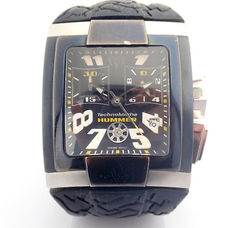 TechnoMarine / Hummer - Gentlmen's Steel Wrist Watch: Brand : TechnoMarine Model : Hummer Gender : Men Movement : Quartz Case : Steel Period : 2011-present Strap : Rubber Strap With Universal Box Lenght : 23 cm / 9,06 Inch Case :