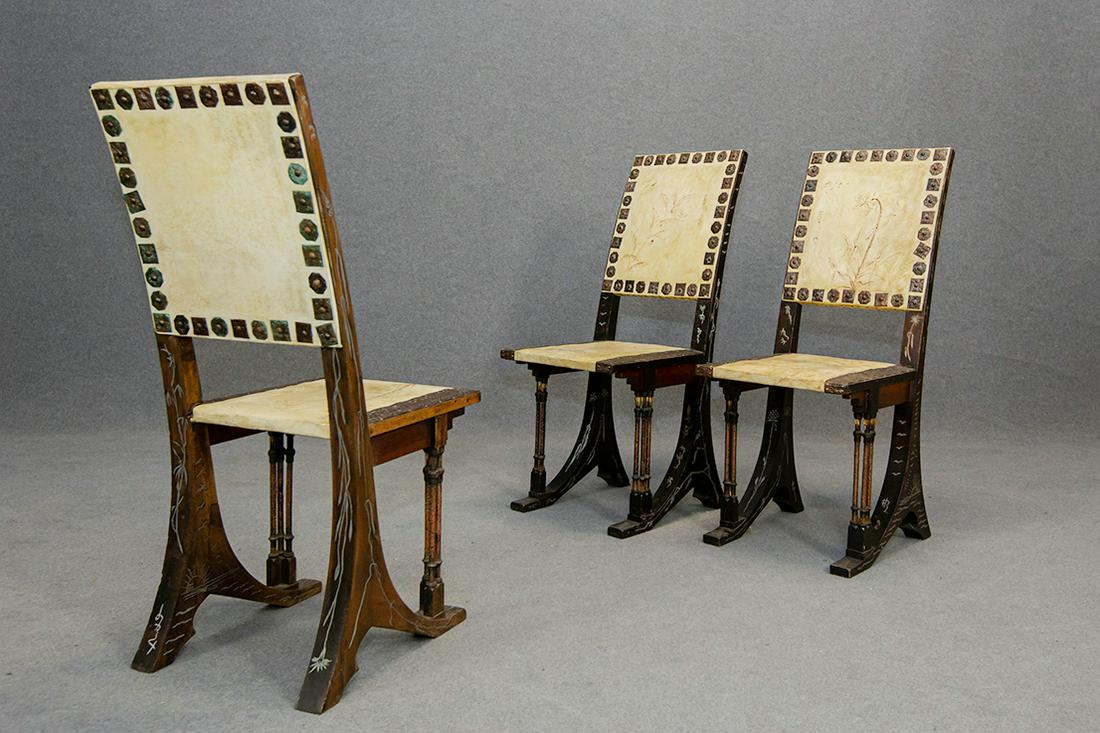 CARLO BUGATTI. Three chairs. Signed (1 of 2)
