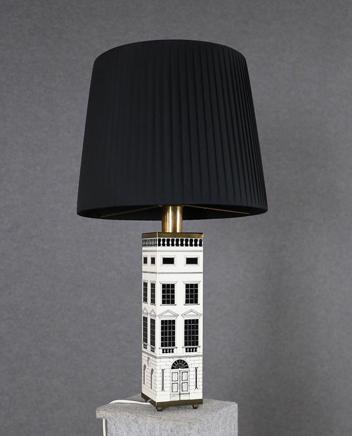 FORNASETTI. Screen-printed metal and brass lamp (1 of 3)