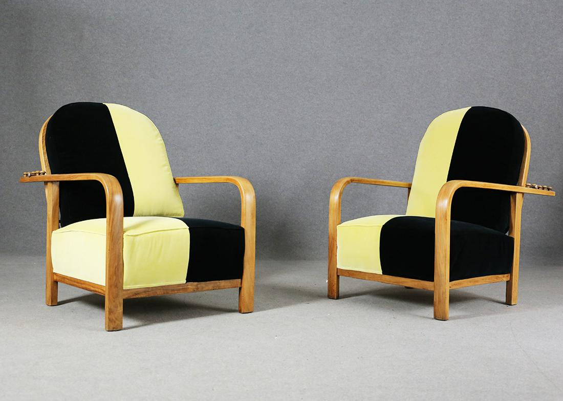 THONET. Pair of rare reclining armchairs (1 of 4)
