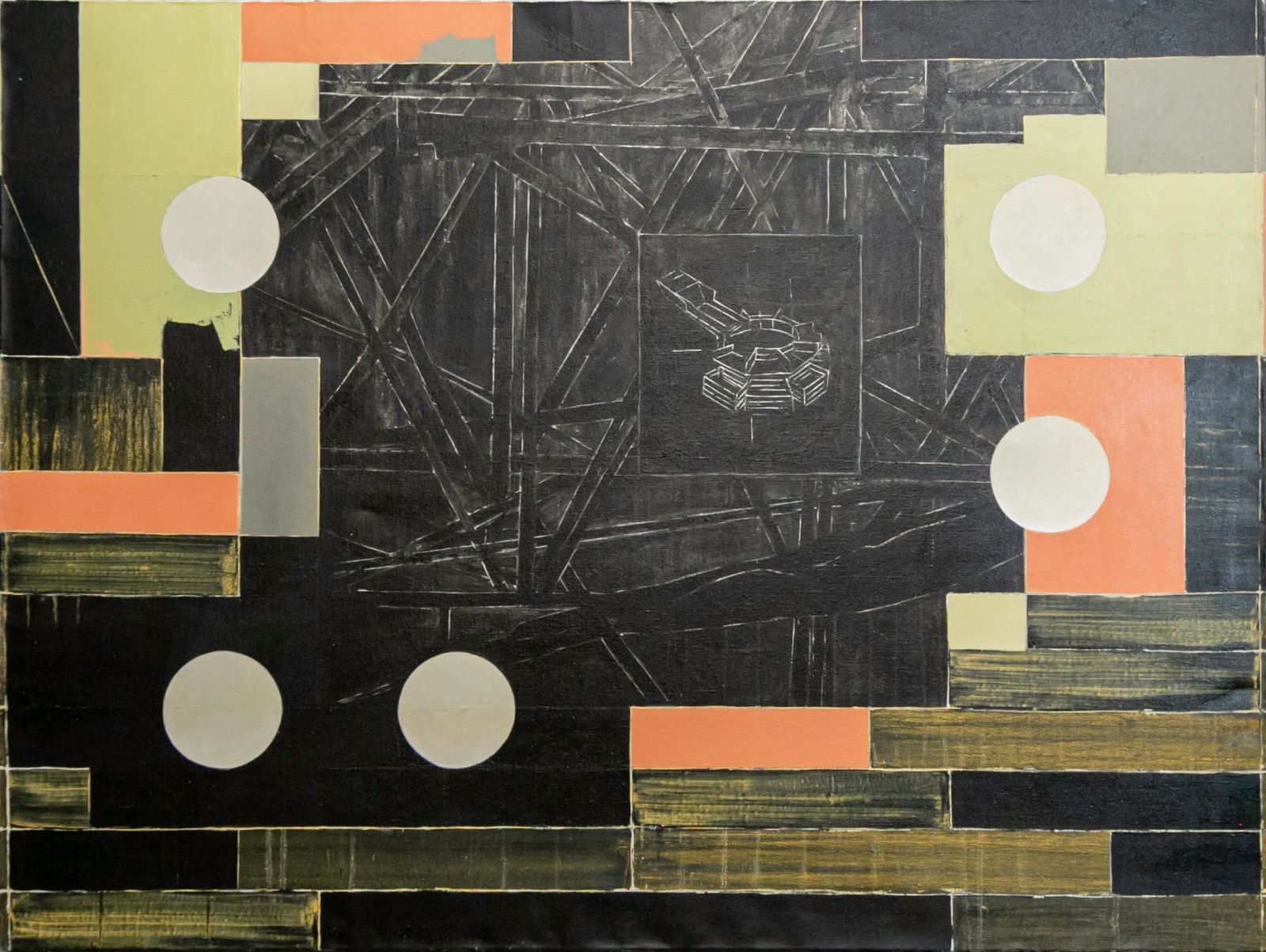 RAYMUNDO SESMA. Oil painting on canvas. 2005: RAYMUNDO SESMA - Nato a San Crisotbal de Las Casas (Messico) nel 1954. Dipinto olio su tela raff. ''CAUSA Y EFECTO''. 2005. Pubblicato sul catalogo della mostra della galleria Palladio di Lugano. Mis.