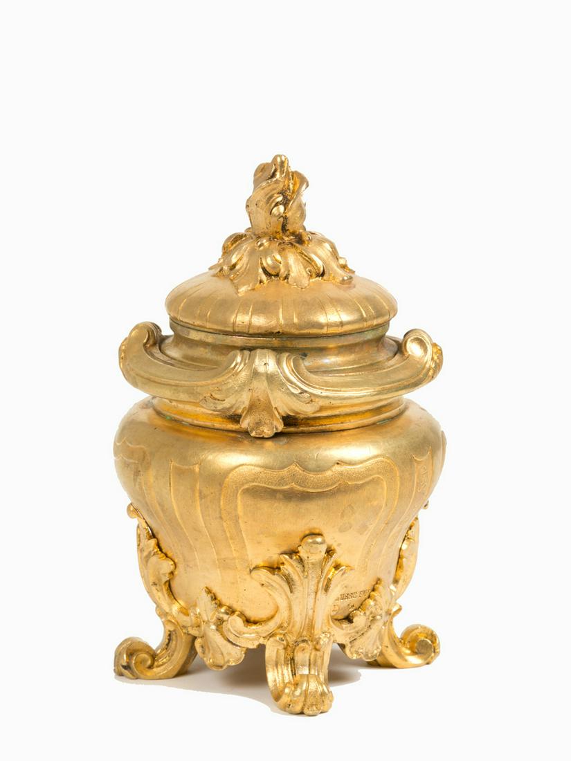 JOSEPH PIERRE RAMBAUD. Gilded bronze inkwell (1 of 2)