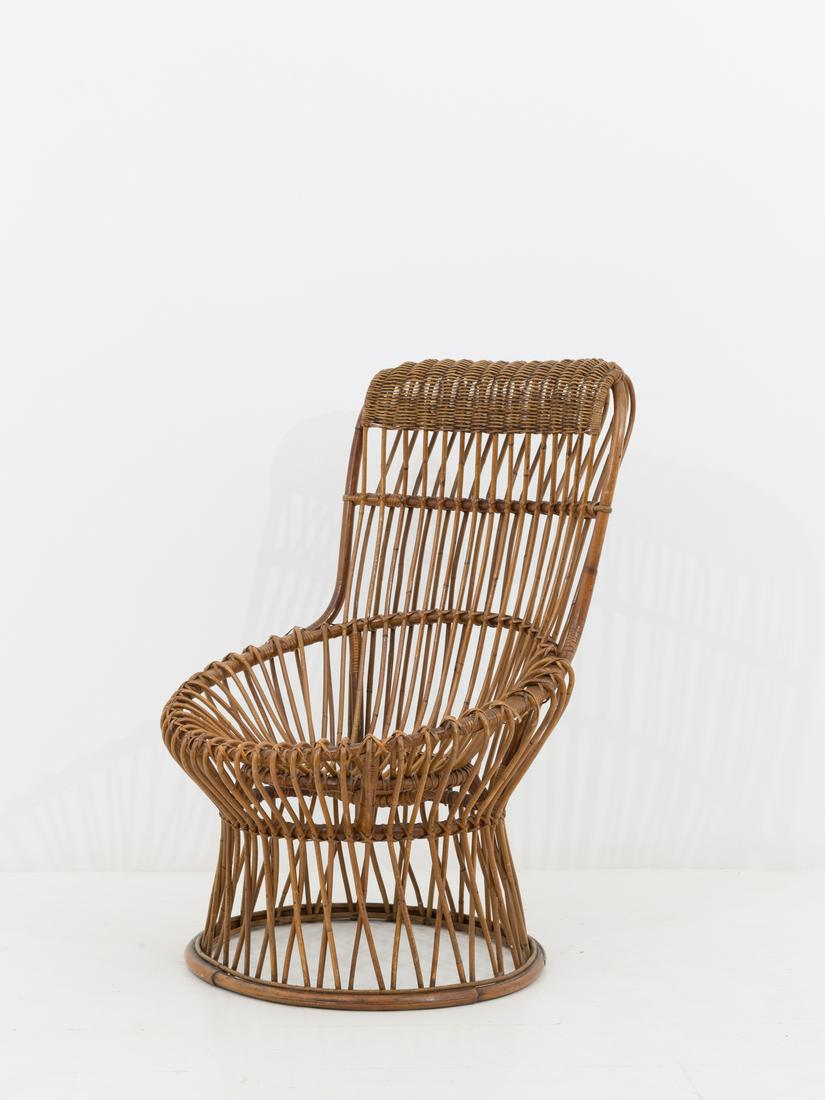 FRANCO ALBINI (Attr.). Wicker armchair (1 of 3)