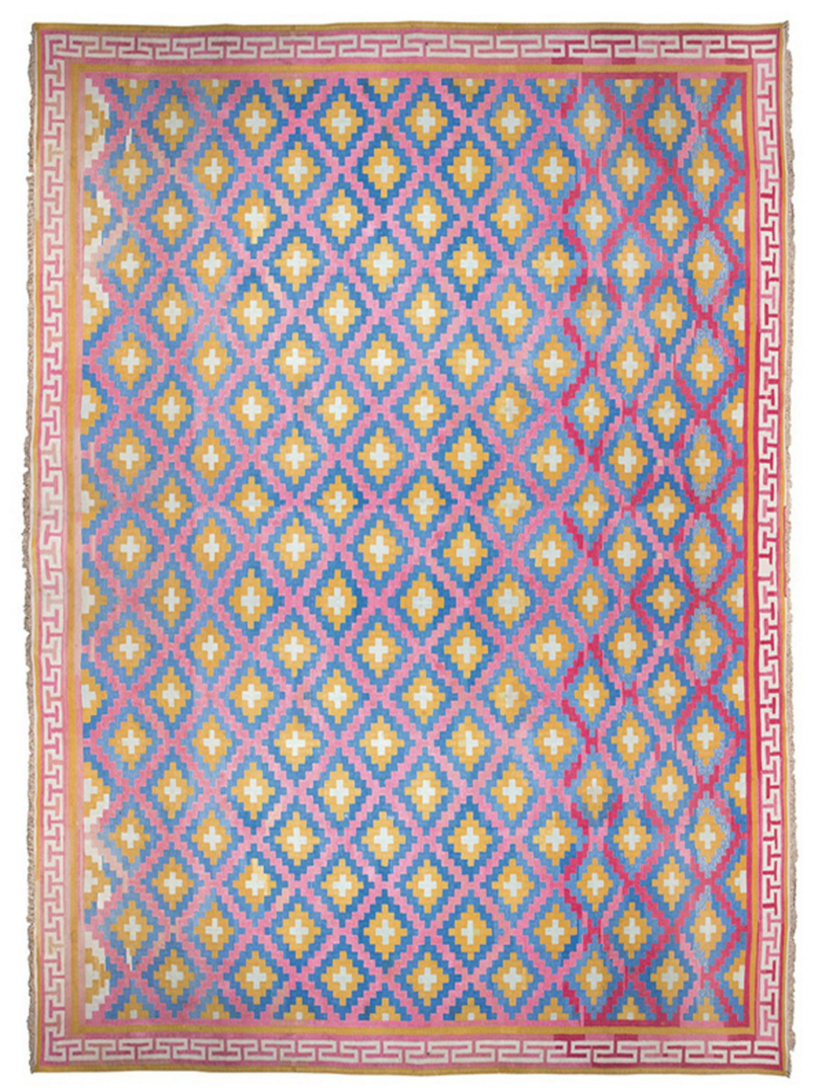 Durrie cotton kilim. India. Early 20th century: Kilim Durrie, lavorazione a mano in cotone. India. Inizi XX secolo. Ottimo stato di conservazione. Mis. Lung. cm. 480 Alt. cm. 630 ca.