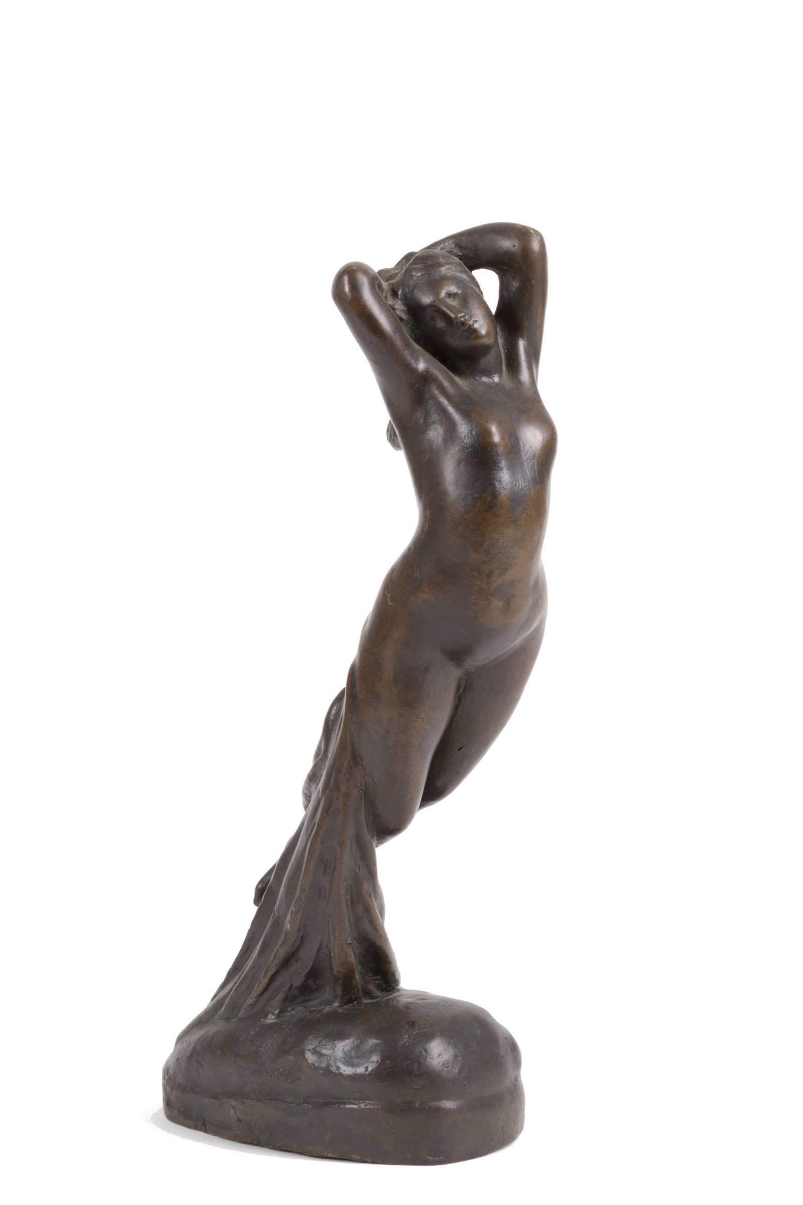 Bronze sculpture depicting Woman.Early 20th cent: Scultura in bronzo patinato raff. ''NUDO DI DONNA''. Inizi XX secolo. Mis. Alt. cm. 32.5 ca. Val. 600/800