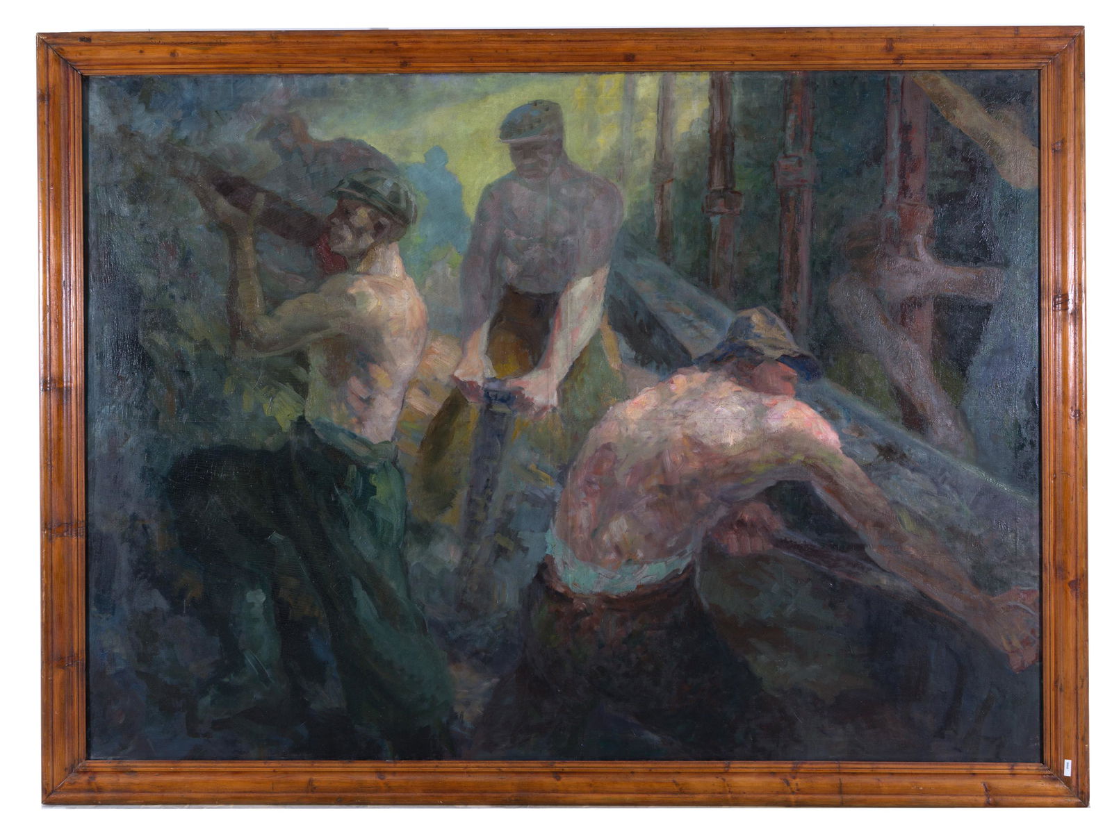 XX C. RUSSIAN MASTER. Oil on canvas, ‘’WORKMEN’’ (1 of 5)