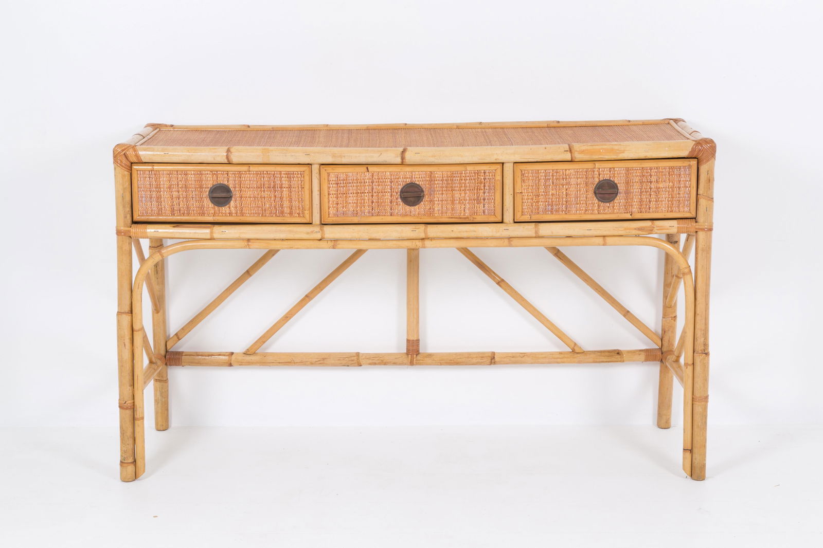 Bamboo and rattan console table. Italy. 1970s (1 of 5)