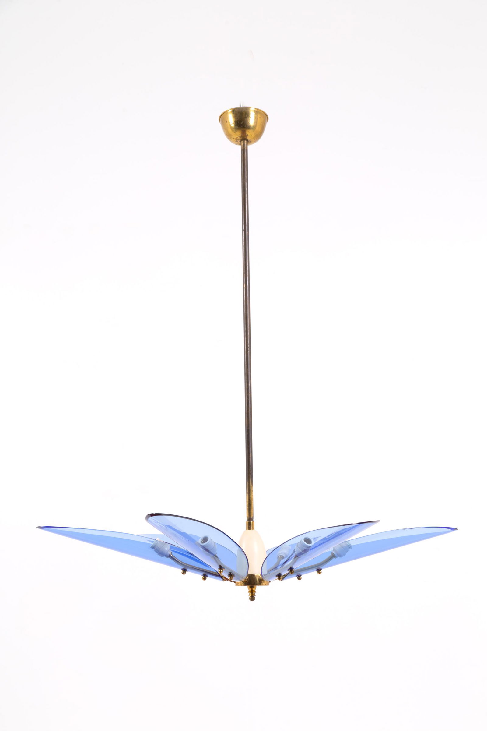 Painted-brass and glass chandelier. 1950s (1 of 3)