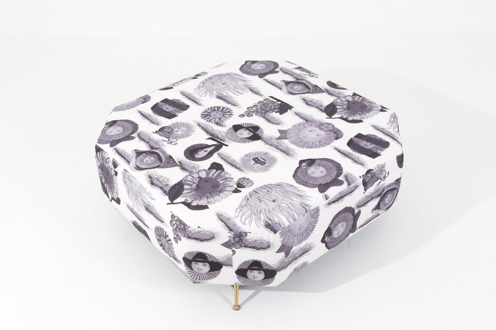 Octagonal pouffe. Restored. 1950s (1 of 5)