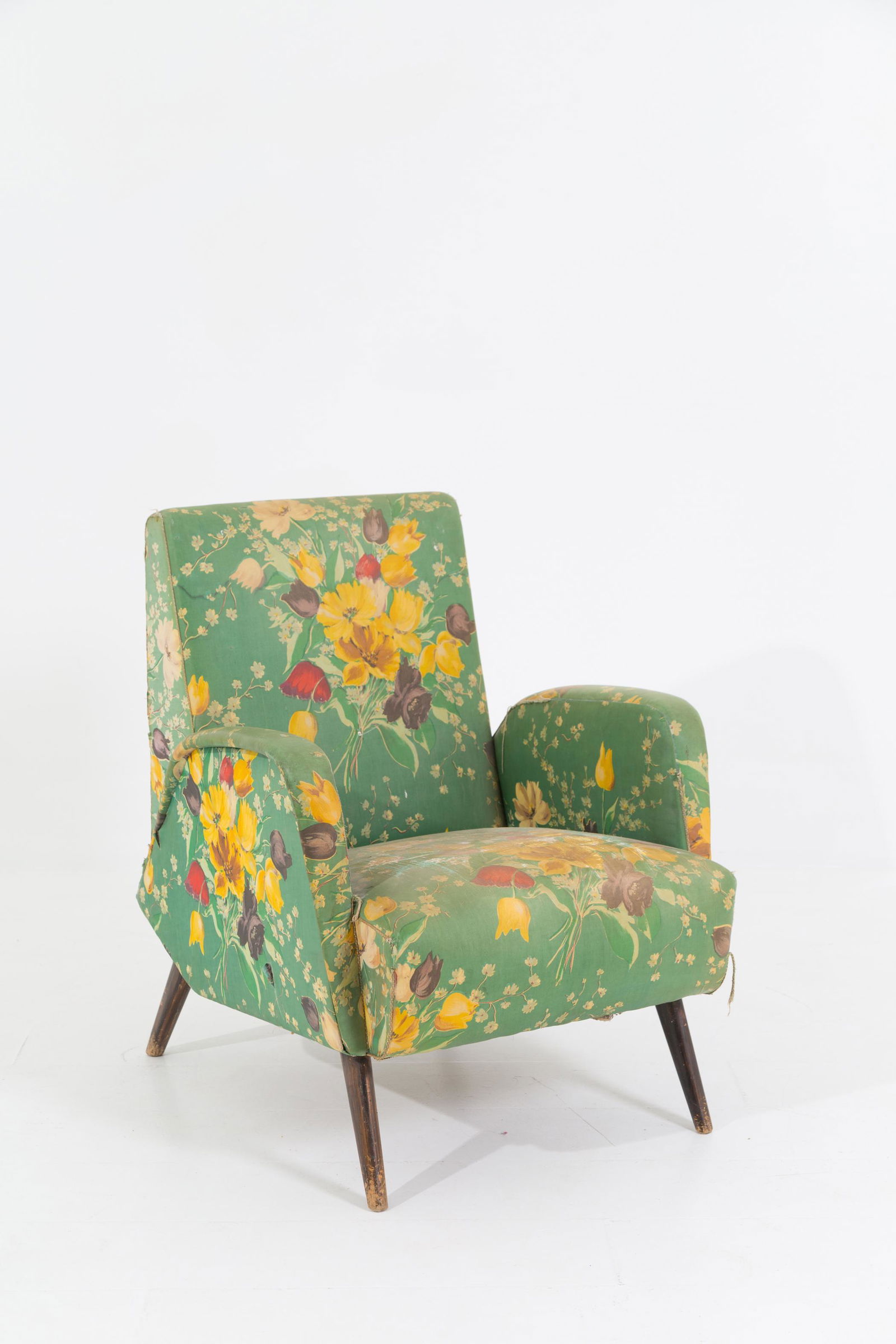 CARLO DE CARLI (Attr). Wooden floral armchair (1 of 5)