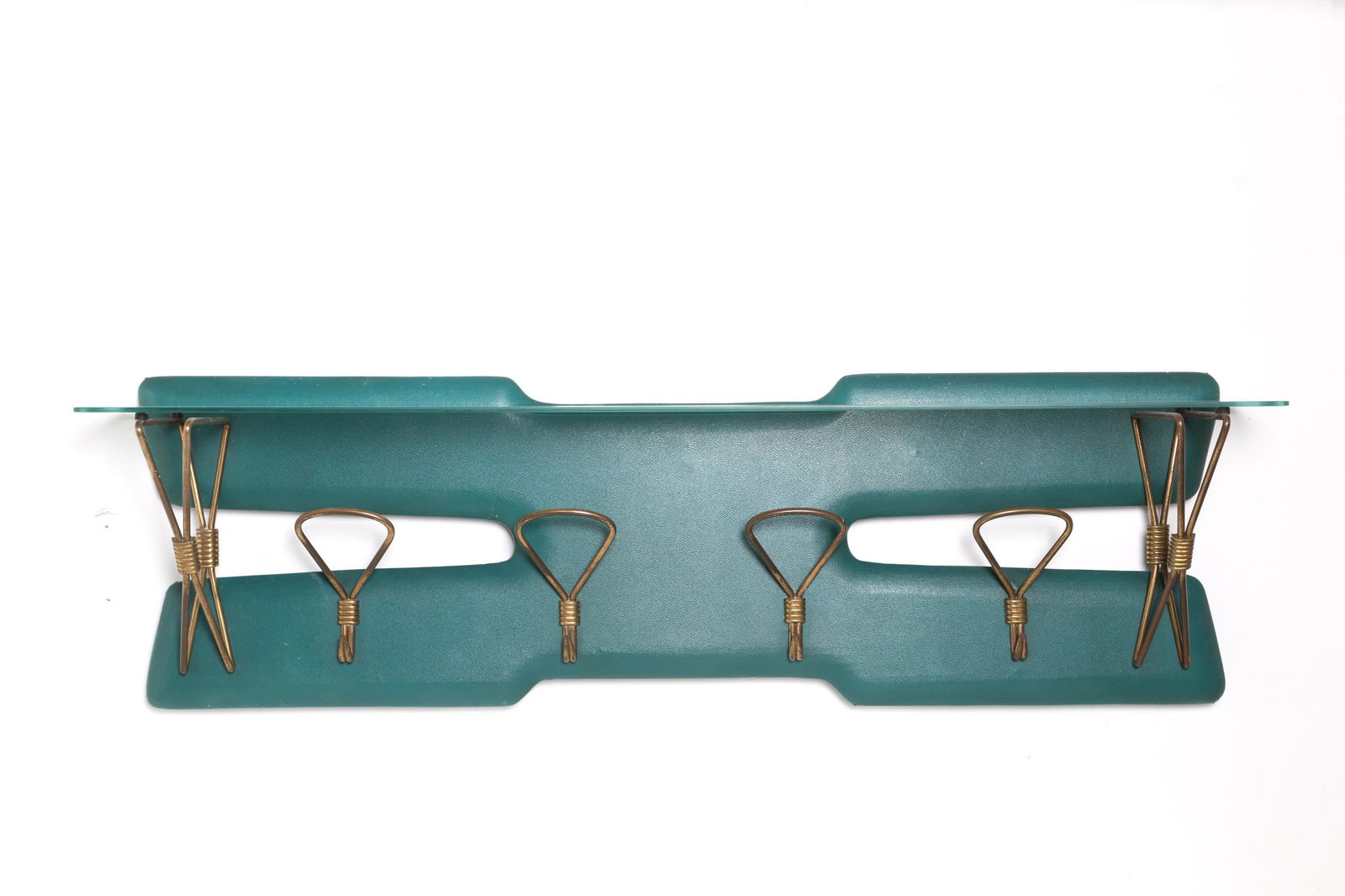 Green coat hanger in brass. Italy. 1950s (1 of 4)