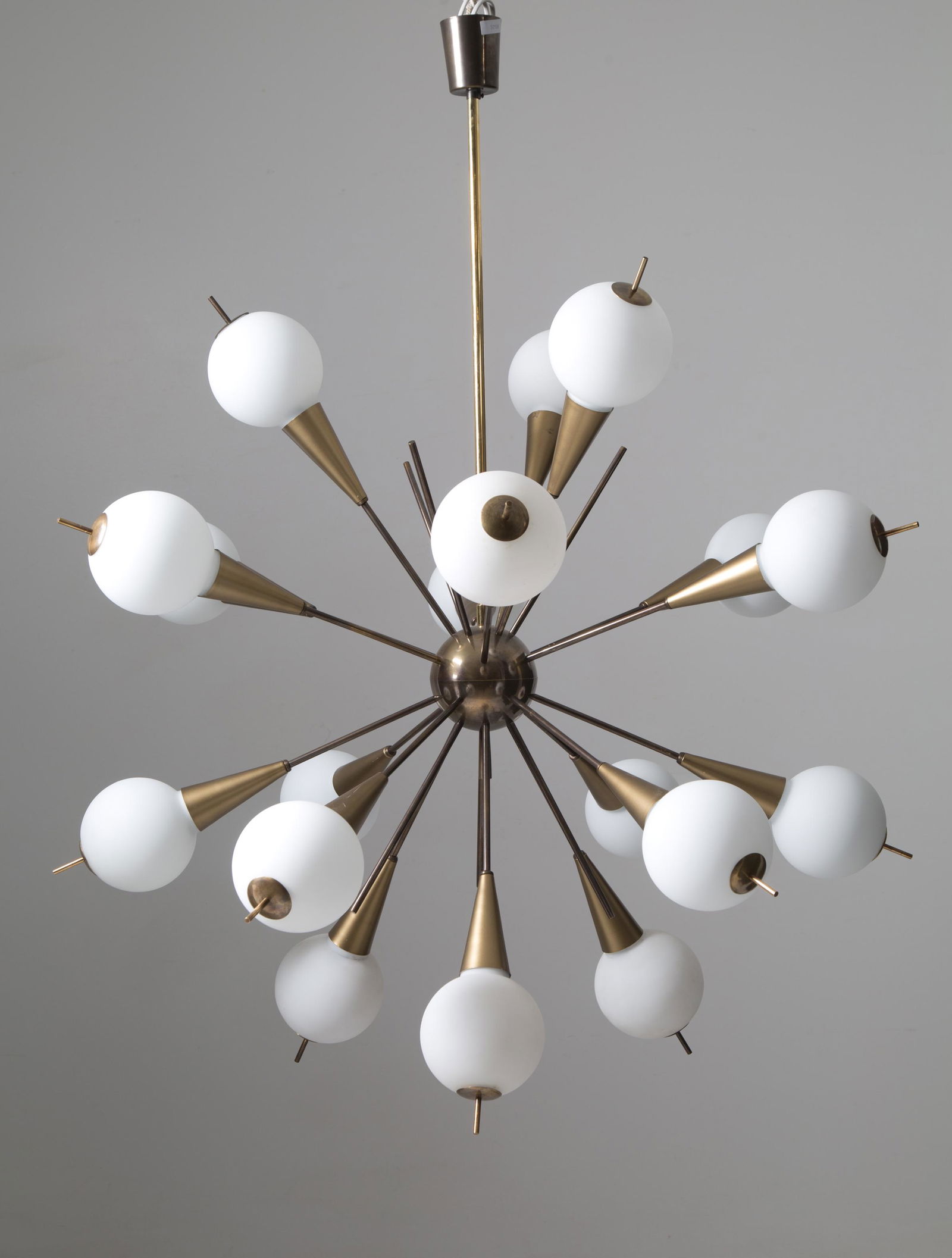 Sputnik chandelier in brass and glass. 1960s (1 of 5)
