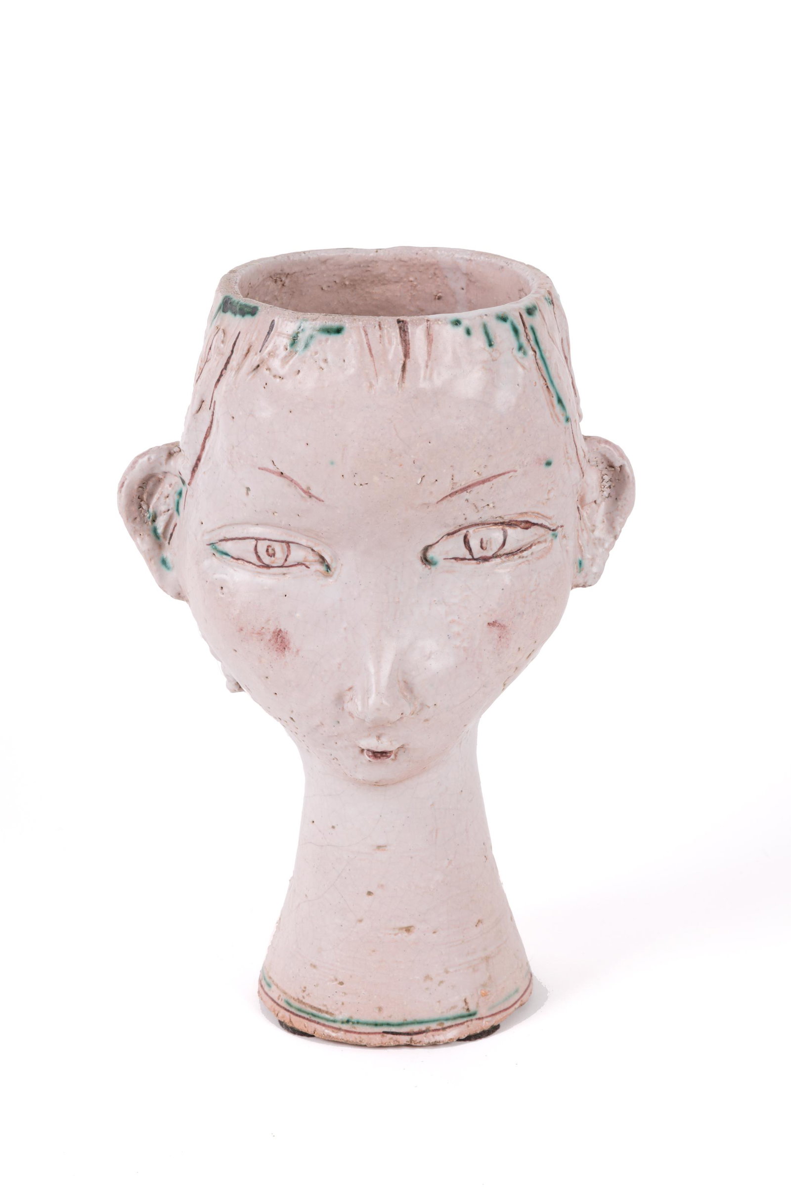 GIOVANNI PETUCCO. Ceramic sculpture, ‘’HEAD’’: GIOVANNI PETUCCO (Nove, 1910-1961). Scultura in ceramica raff. ''TESTA''. Anni '30-'40. Mis. Lung. cm. 21 Alt. cm. 28 Prof. cm. 16 ca. Val. 400/600
