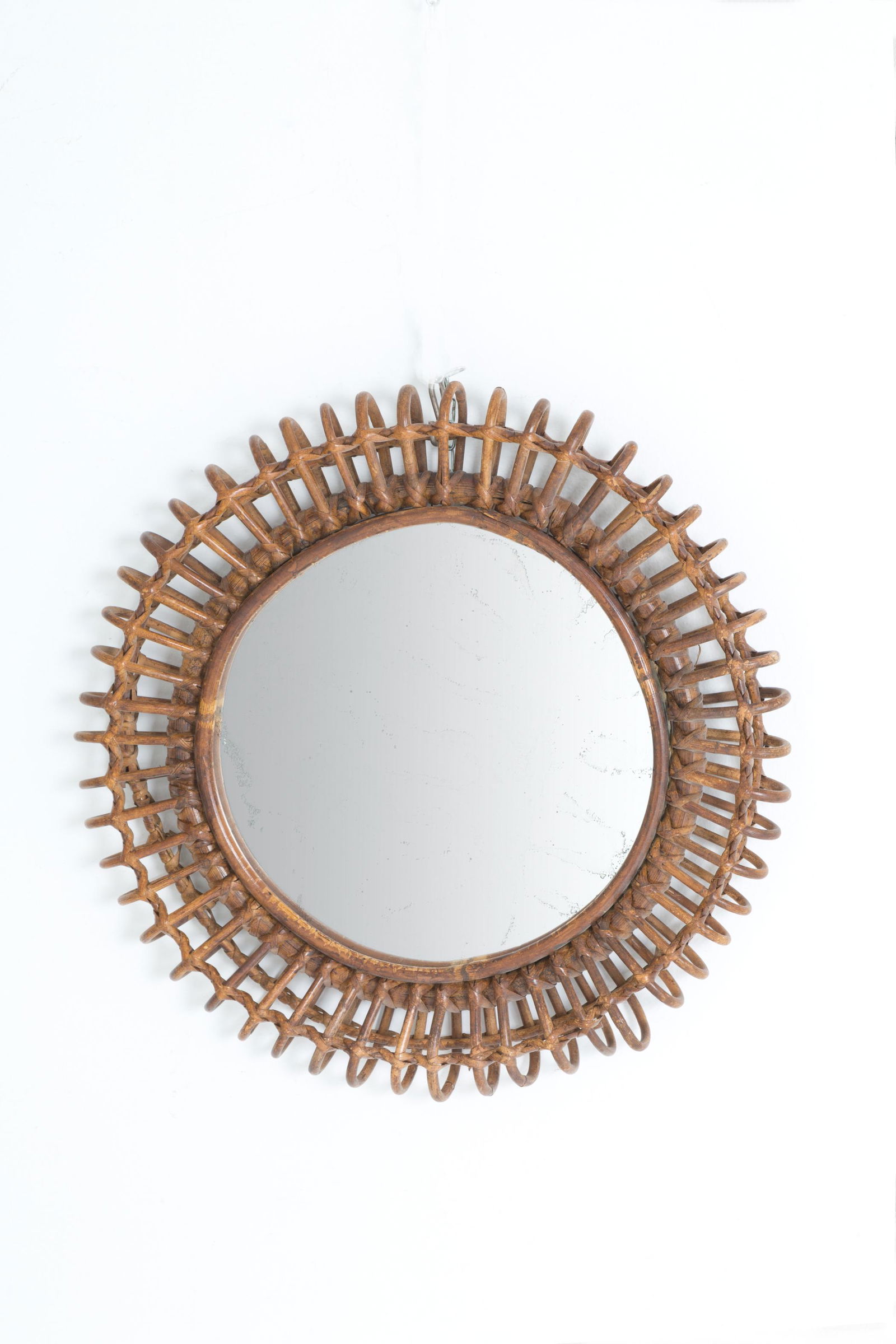 Round bamboo mirror. Italy. 1960s (1 of 3)