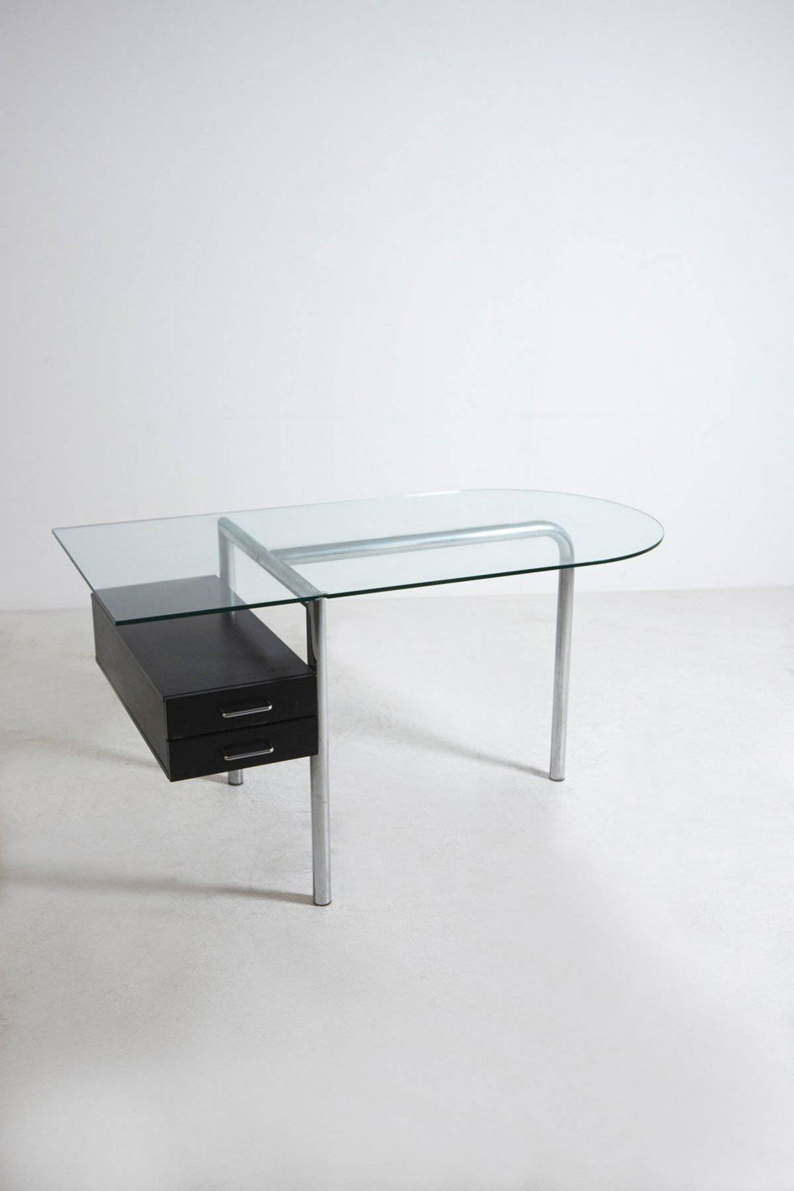 Italian desk in steel, glass and wood. 1970s (1 of 5)