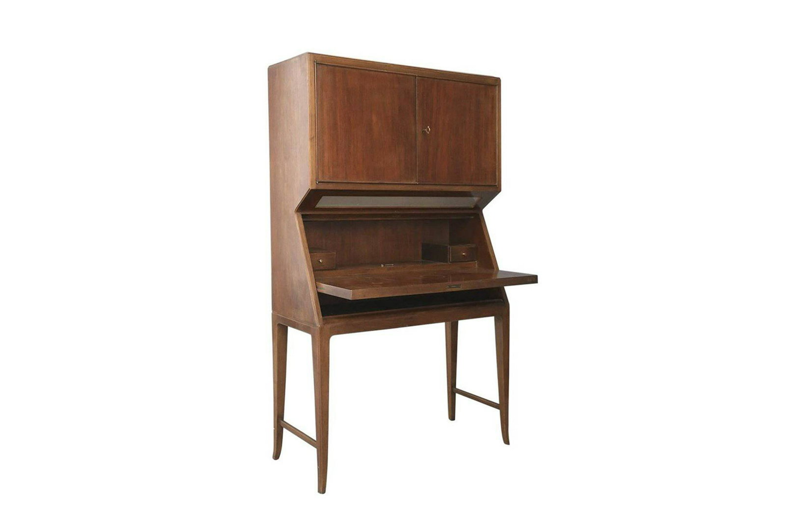 Wooden bar cabinet. Italy. 1950s: Mobile bar in legno di noce. Manifattura italiana. Anni '50. Mis. Lung. cm. 94 Alt. cm. 165 Prof. cm. 36 ca. Val. 1000/1200