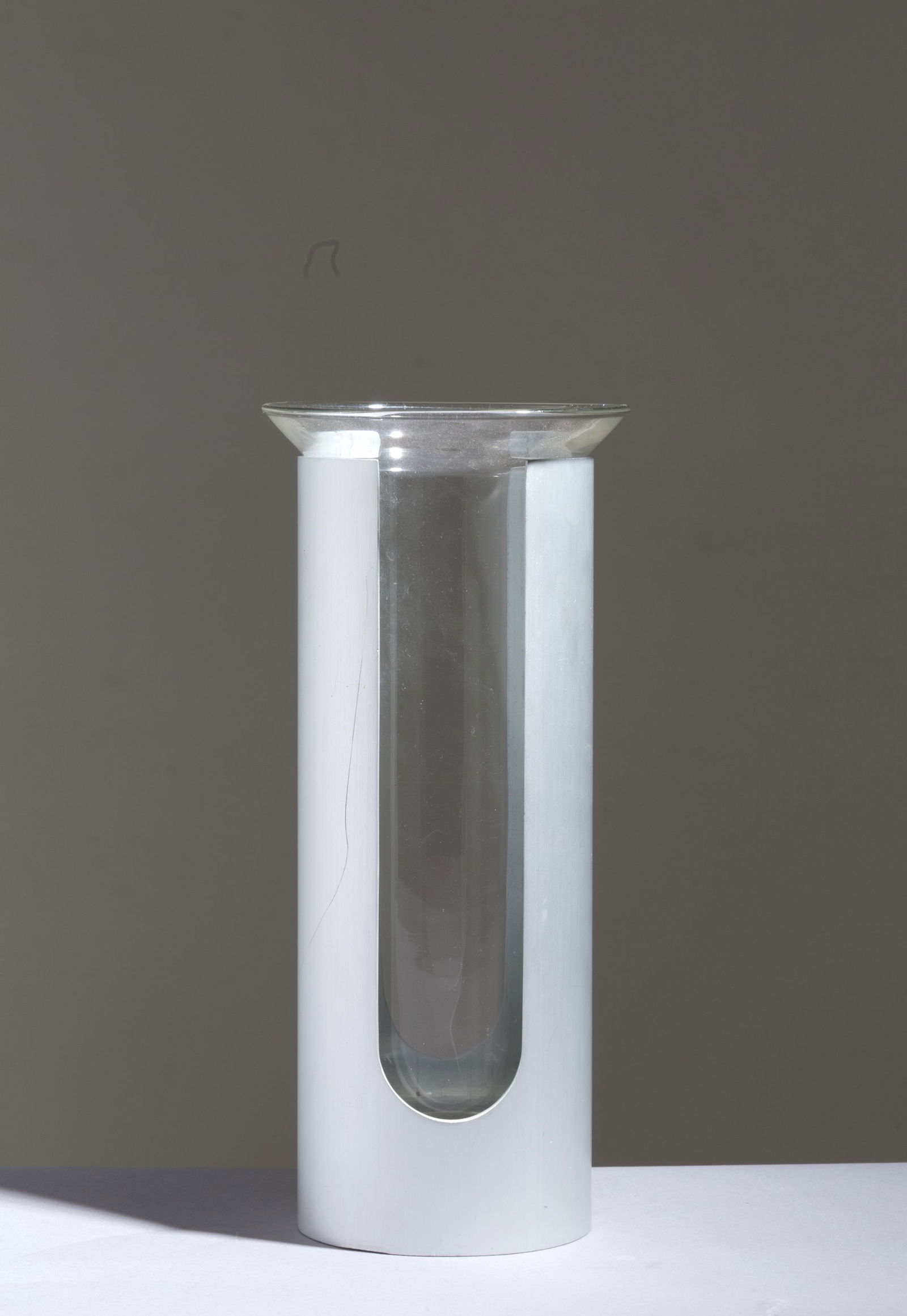 ENZO MARI. Steel and glass vase. 1961 (1 of 3)