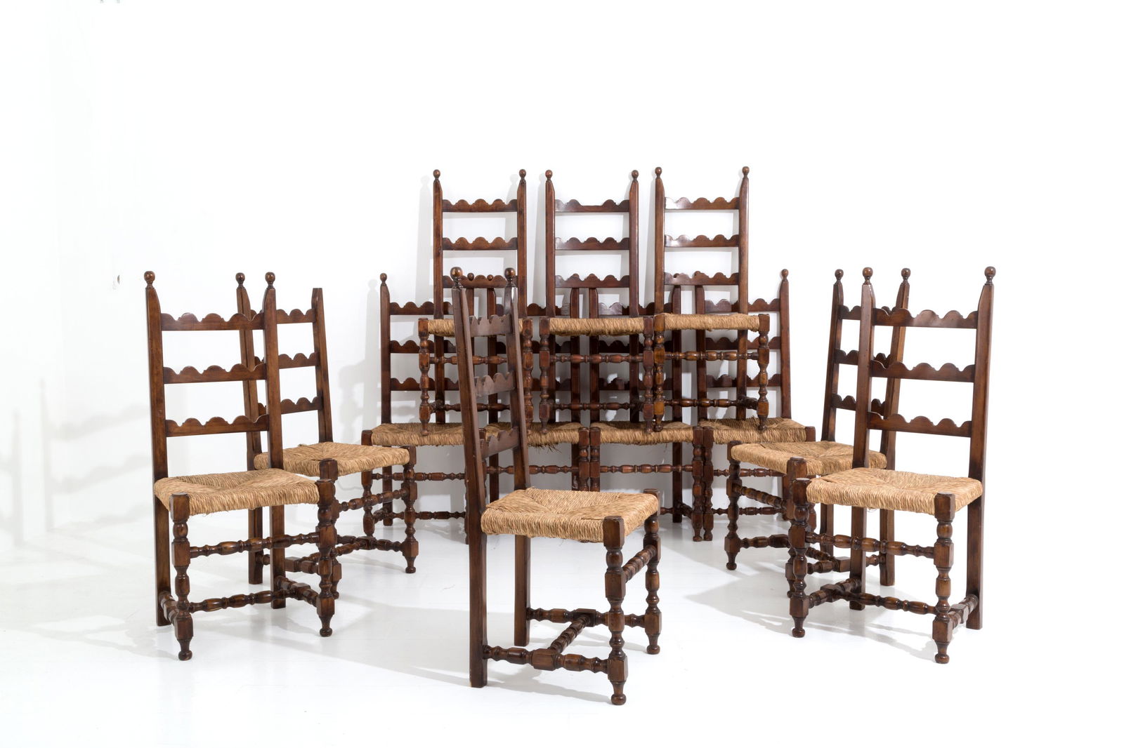 GIO PONTI (Attr.) Twelve wooden chairs. '40s (1 of 5)