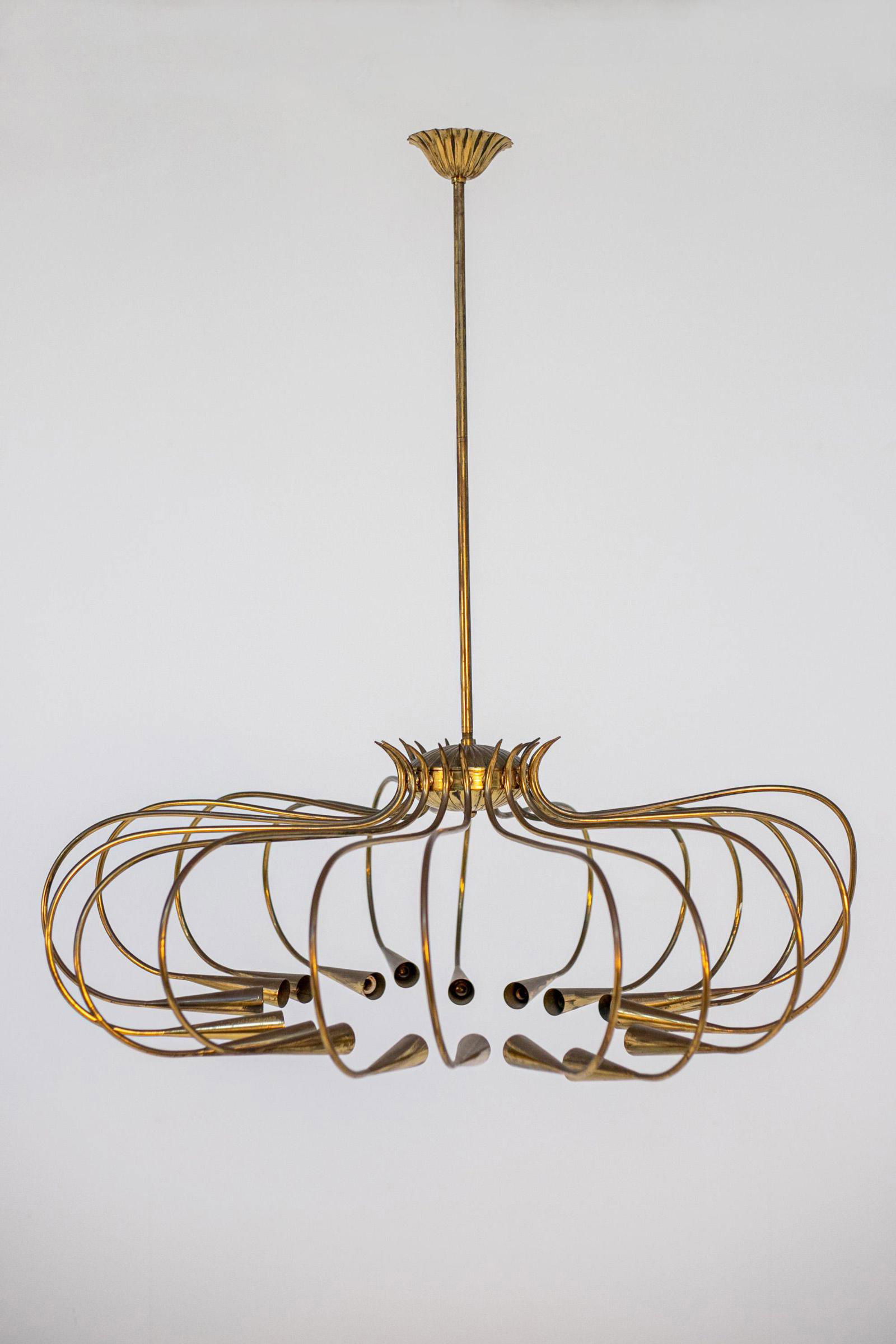 OSCAR TORLASCO for LUMI. Brass chandelier. ‘50s (1 of 5)