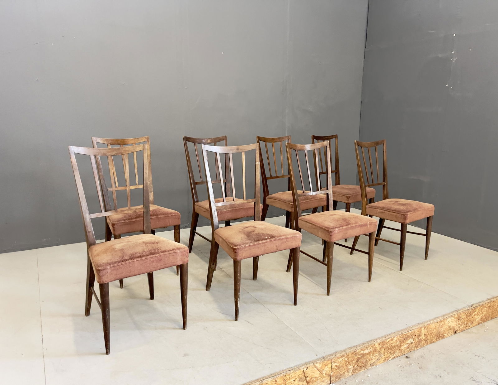 PAOLO BUFFA. Set of eight chairs. 1950s (1 of 4)