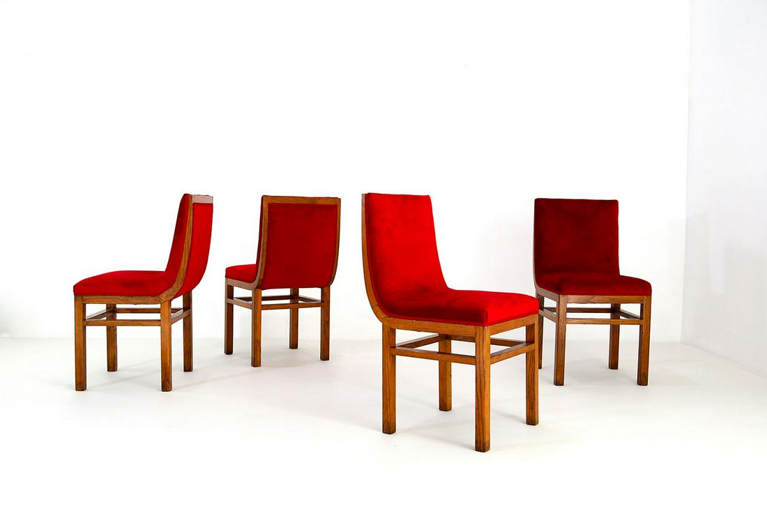 GINO LEVI- MONTALCINI. Four chairs. '40s (1 of 5)