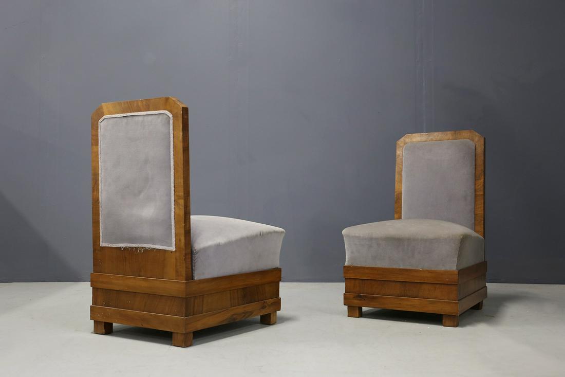 ALFIO FALLICA. Pair of Art Deco velvet armchairs (1 of 5)