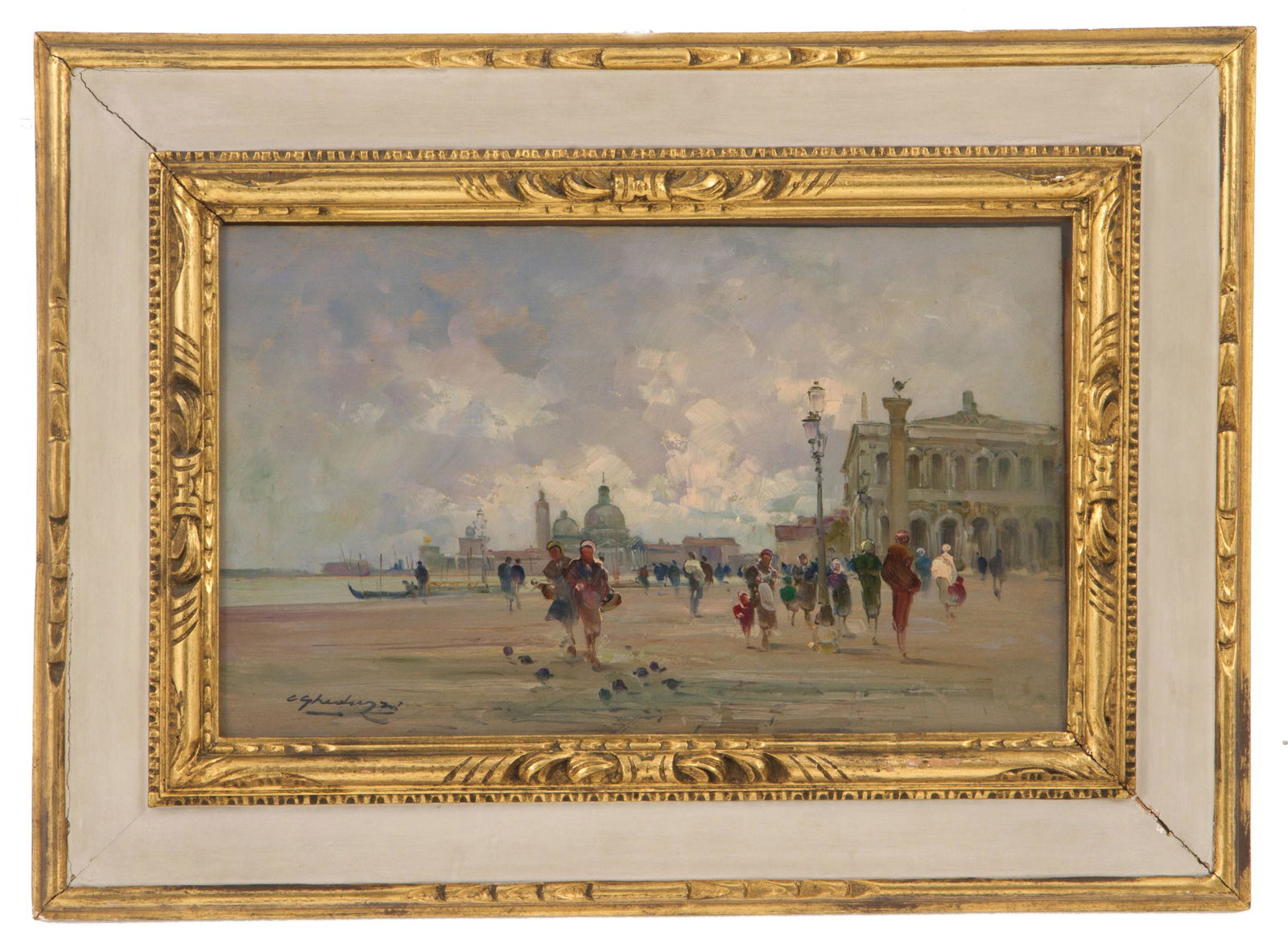 CESARE GHEDUZZI. Painting "MADONNA DELLA SALUTE CHURCH IN VENICE" (1 of 4)