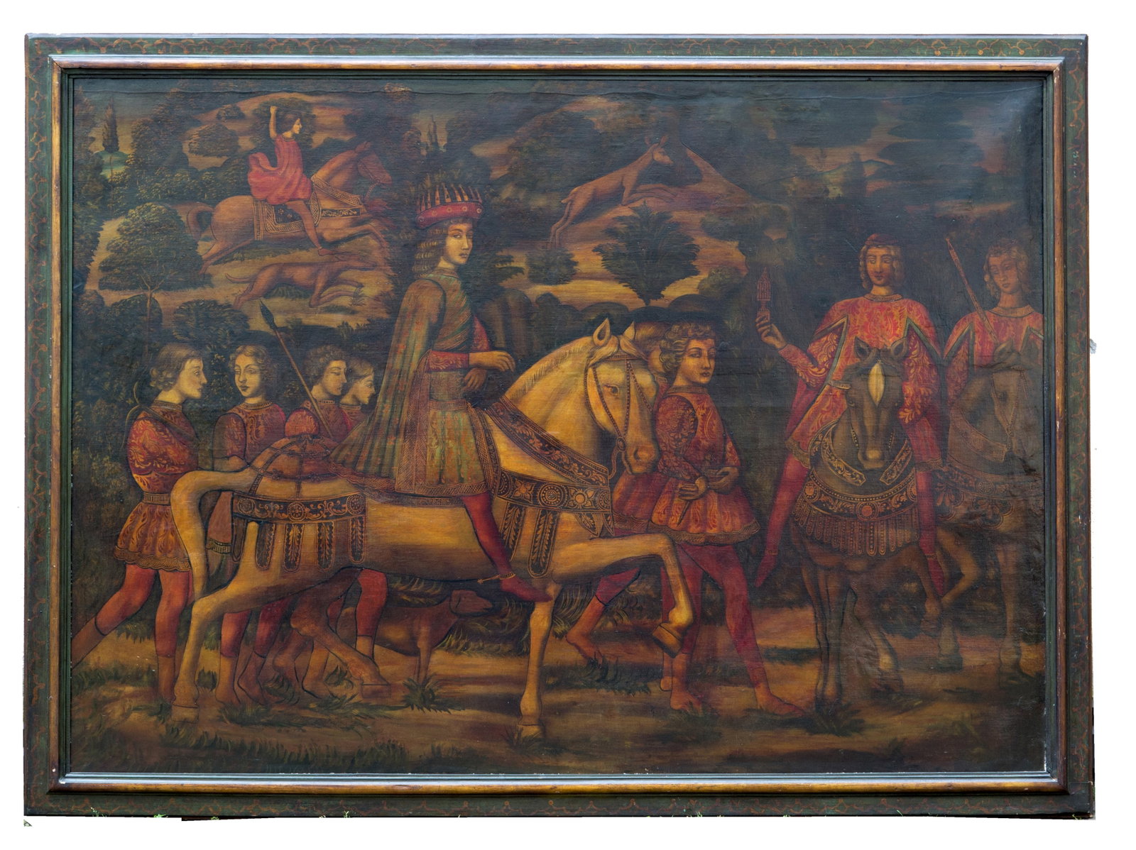Painting "THE RIDE OF THE MAGI (detail)": Oil painting on canvas depicting "THE CAVALCADE OF THE MAGI (detail)". Early 17th century. Copy from the fresco by BENOZZO GOZZOLI (Scandicci, 1420 - Pistoia, 1497) in the chapel of the Magi in Palazz