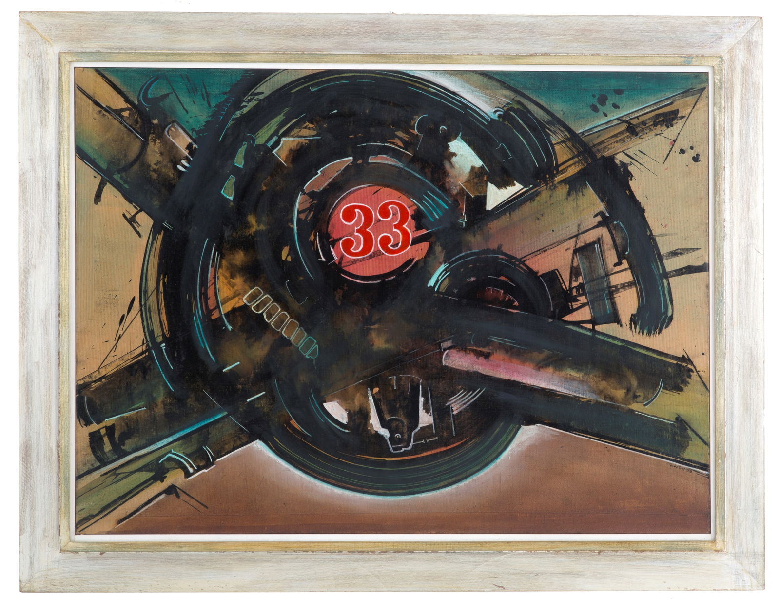 GIANNI BERTINI. Mixed media "L'ORACOLO DI DELFI": GIANNI BERTINI (Pisa 1922-Caen 2010). Mixed media on canvas paper titled "THE ORACLE OF DELPHI". Signed and dated 1958 on the right. Signed, dated and titled on the back. Framed. With certificate of a